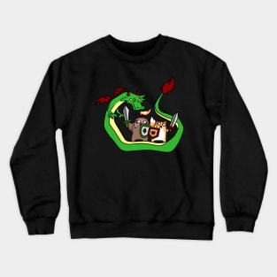 Sloth and Cat Dragon Slayers Crewneck Sweatshirt